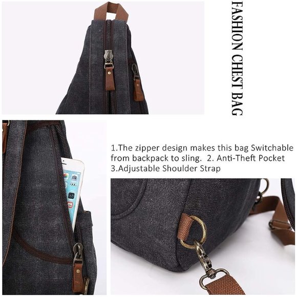 Women Small Casual Canvas Sling Crossbody Shoulder Backpack main image 6